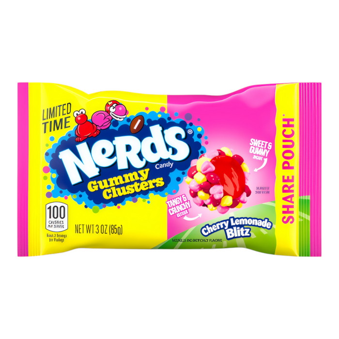 CANDY NERDS 12 x 85 GR GUMMY CLUSTERS CHERRY LEMONADE