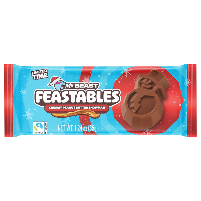 CANDY MR BEAST 30 x 35 GR FEASTABLES SNOWMAN CUP MILK CHOCOLATE CREAMY PEANUT