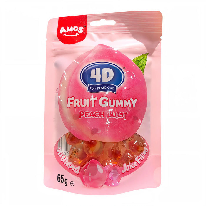 CANDY AMOS 65 GR 4D JUICY BURST PEACH FRUIT GUMMY