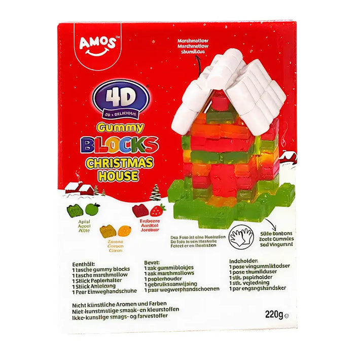 CANDY AMOS 220 GR 4D GUMMY BLOCKS HOUSE CHRISTMAS