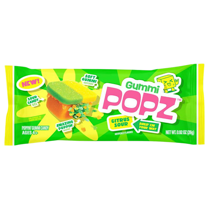 CANDY GUMMY POPZ 12 x 26 GR CITRUS SOUR