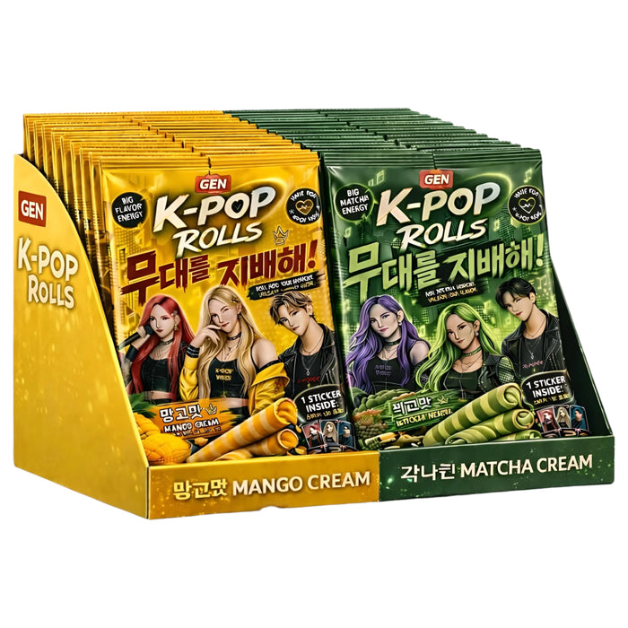 SNACK K POP ROLLS 120 GR MATCHA (8 UN) & MANGO (8 UN) | 16 x 120g