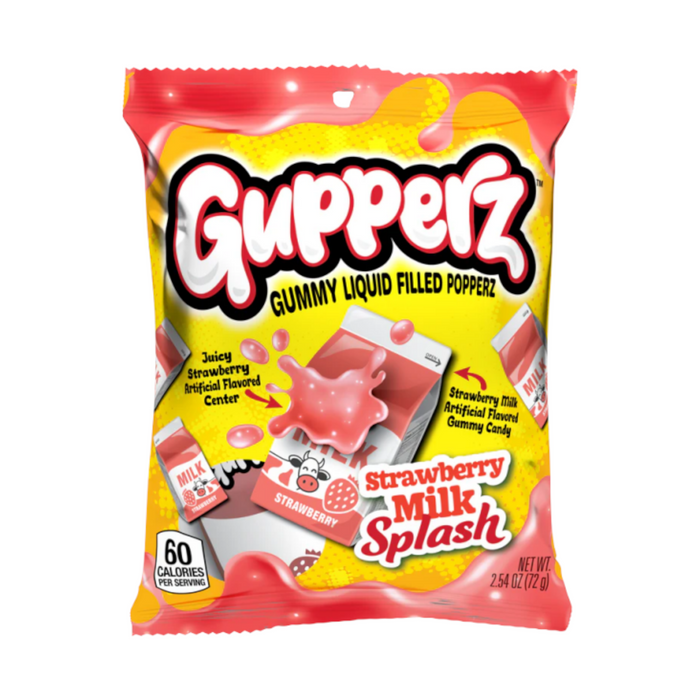 CANDY GUPPERZ 12 x 72 GR STRAWBERRY MILK SPLASH PEG BAG