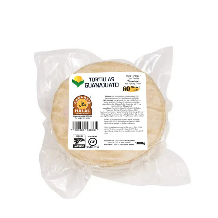 TORTI MAIZ GUANAJUATO 1 KG 15 CM AMARILLAS PARA FREIR