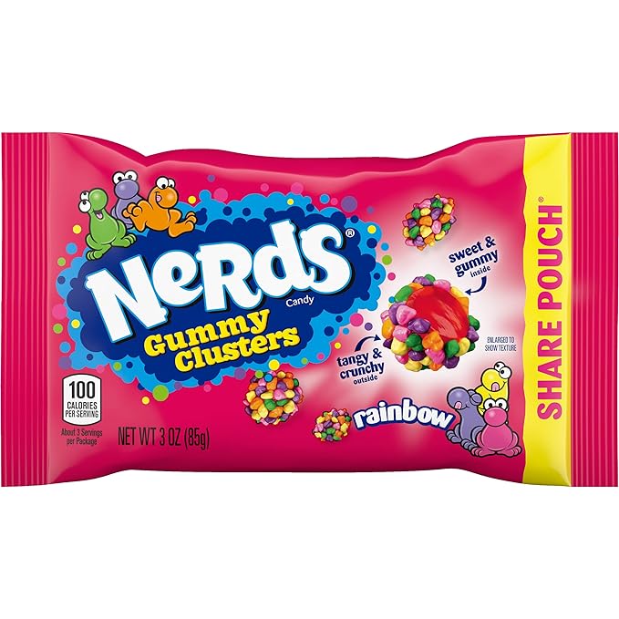 CANDY NERDS 12 x 85 GR GUMMY CLUSTERS SHARE PACK