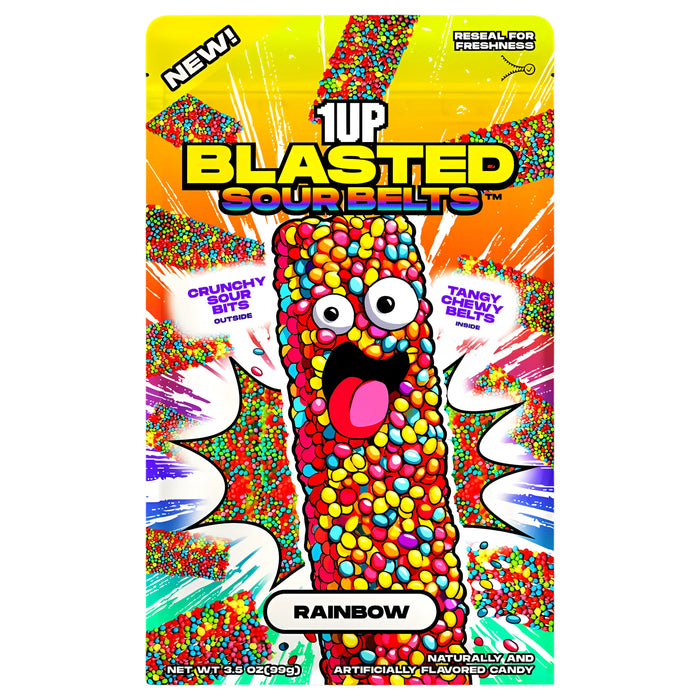 CANDY 1UP 99 GR BLASTED SOUR BELTS RAINBOW | 15 x 99g