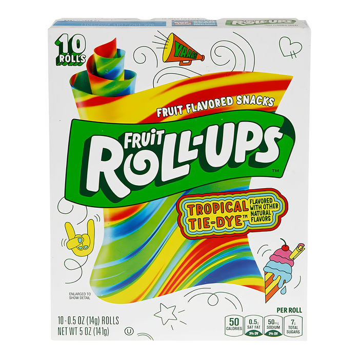 CANDY FRUIT ROLL UPS 10 x 14 GR TROPICAL TIE DYE