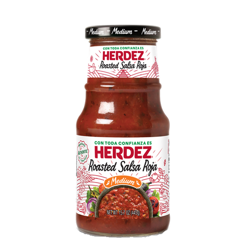 SALSA HERDEZ 445 GR SALSA ROJA VIDRIO ASADO