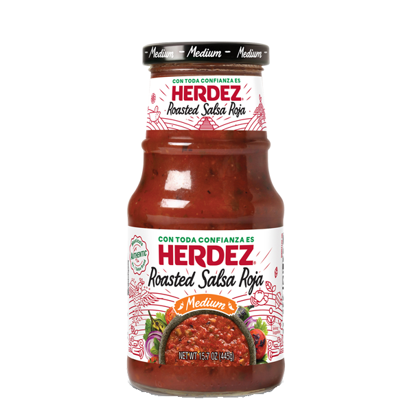 SALSA HERDEZ 445 GR SALSA ROJA ROASTED GLASS