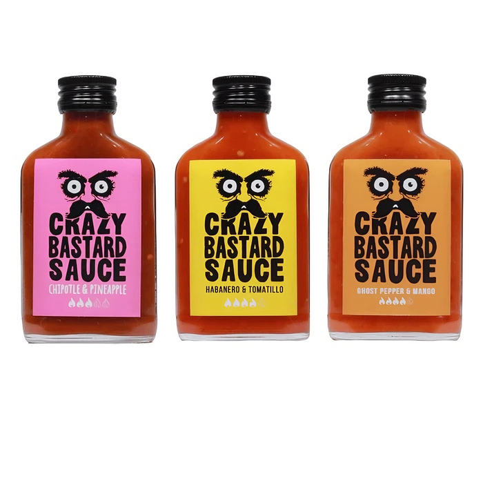 SALPIC CRAZY BASTARD 3 x 100 ML BEST SELLERS (CHIPOTLE & PINEAPPLE, HABANERO & TOMATILLO, GHOST PEPPER & MANGO)
