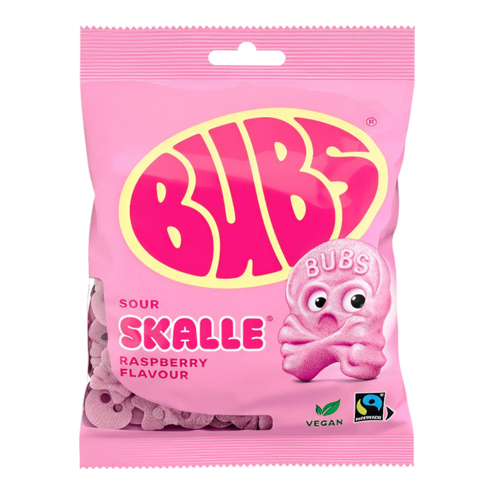 CANDY BUBS 90 GR SOUR SKALLE RASPBERRY (16 UN)