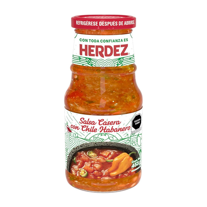 SALSA HERDEZ 453 GR SALSA CASERA HABANERO GLASS