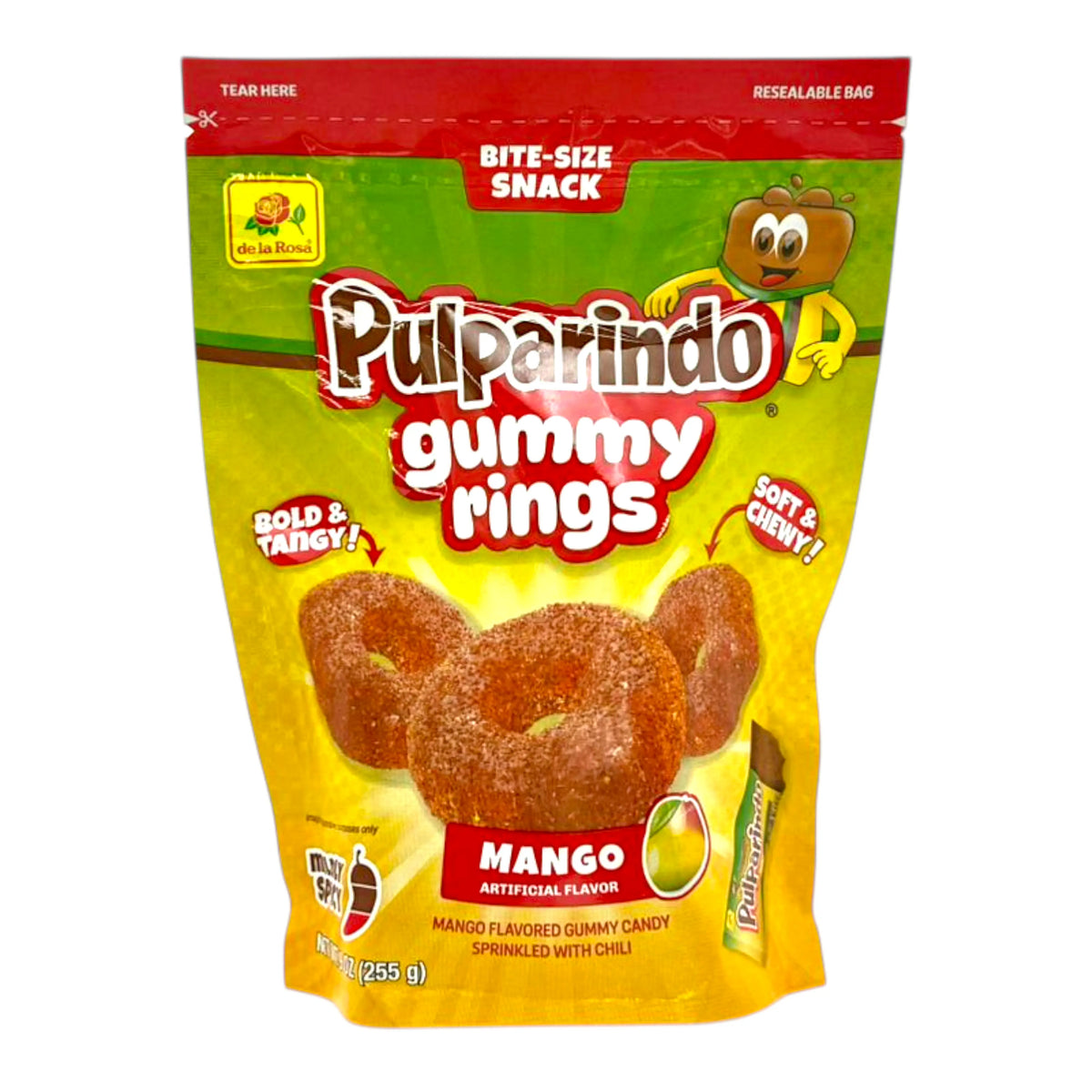 CANDY DE LA ROSA 255 GR PULPARINDO GUMMY RINGS MANGO