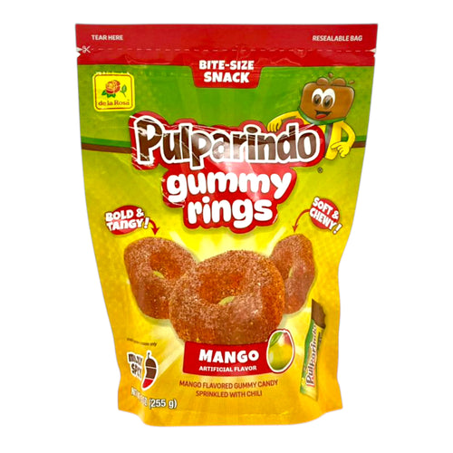CANDY DE LA ROSA 255 GR PULPARINDO GUMMY RINGS MANGO