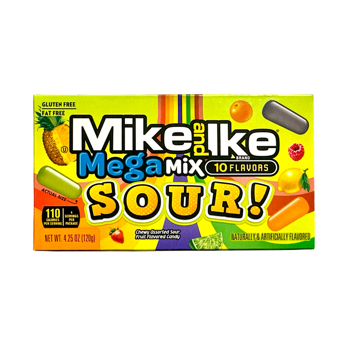 CARAMELOS MIKE &amp; IKE 120 GR MEGA MIX CAJA DE TEATRO ÁCIDO