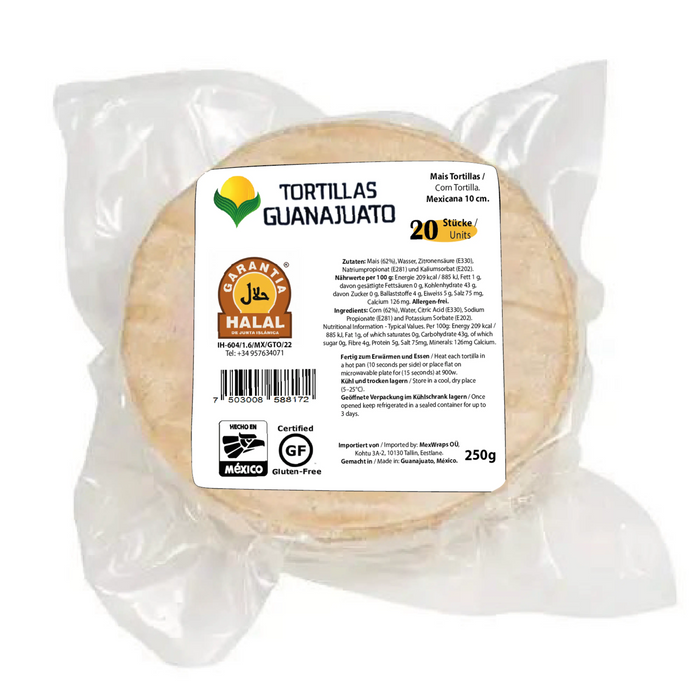 TORTI MAIZ GUANAJUATO 250 GR 10 CM WHITE CORN STREET TACO