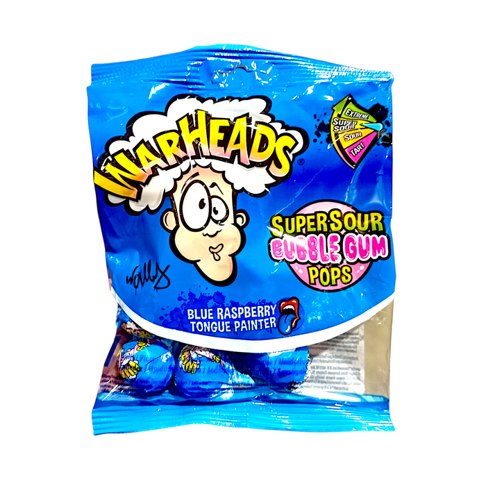 Warheads Supersour Bubble Gum Pops Blaue Himbeere 7 x 15 g